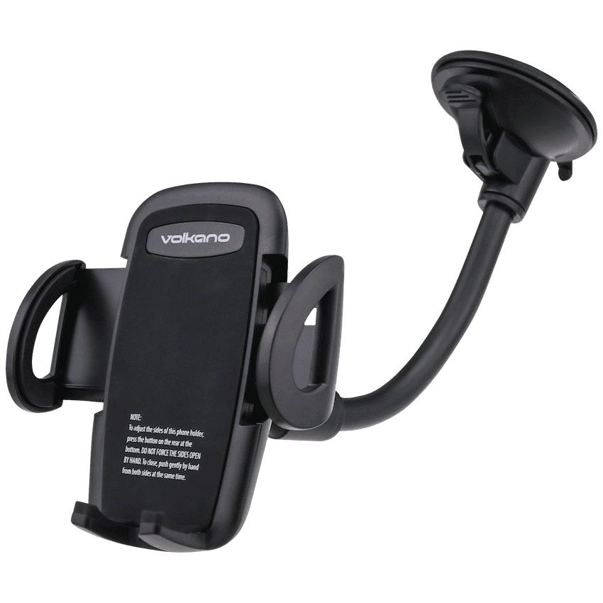 Volkano Flex Series Car Phone Holder with Suction Cup and Flexible Arm - Black