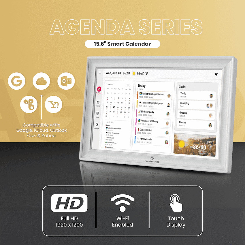 Volkano Agenda Series Smart Calendar and Digital Photo Frame 15.6" - White 2
