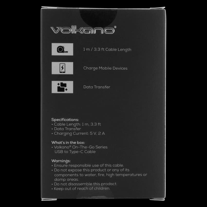 Volkano On-The-Go USB to Type-C 18w Braided 1m Cable - Black 3