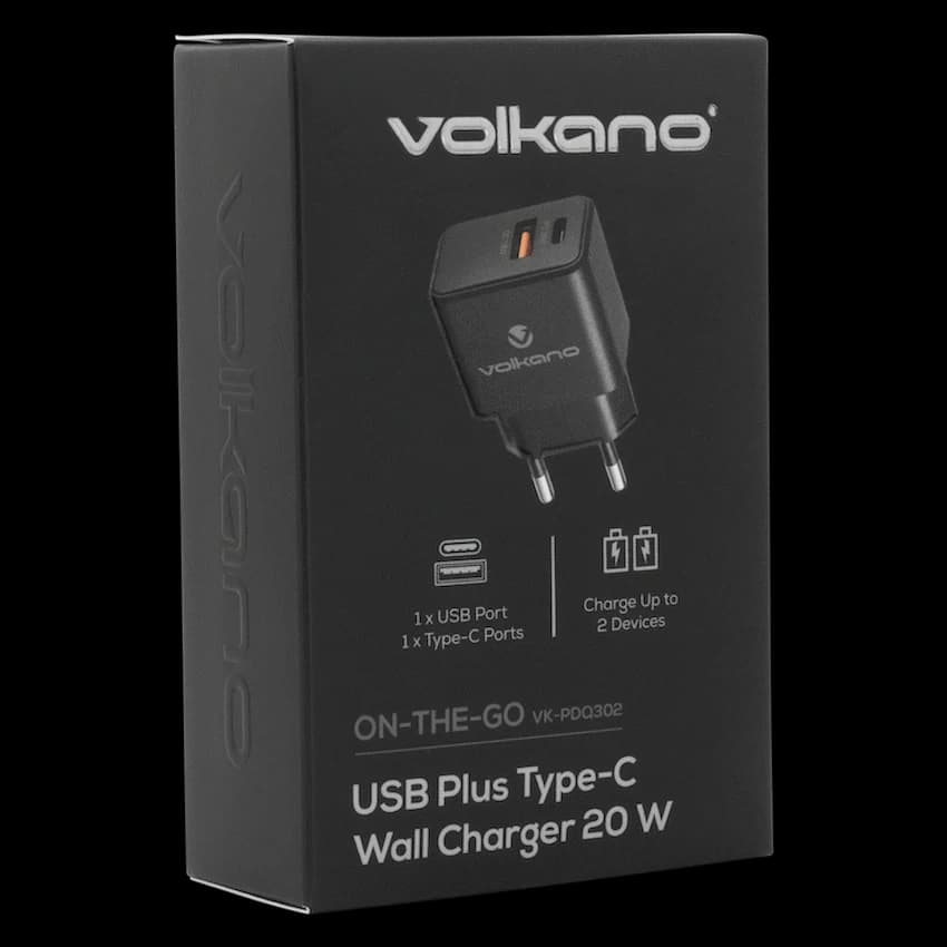 Volkano On-the-Go USB + Type-C 20w PD Wall Charger 2