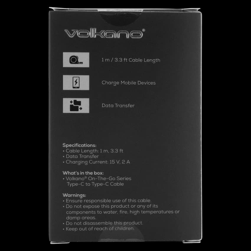 Volkano On-The-Go Type-C to Type-C 30w Cable - Black 3