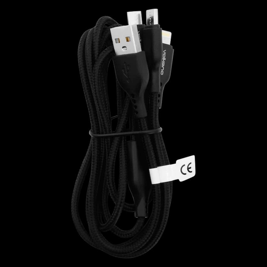 Volkano On-The-Go 3-in-1 1m Braided Cable - Black 4