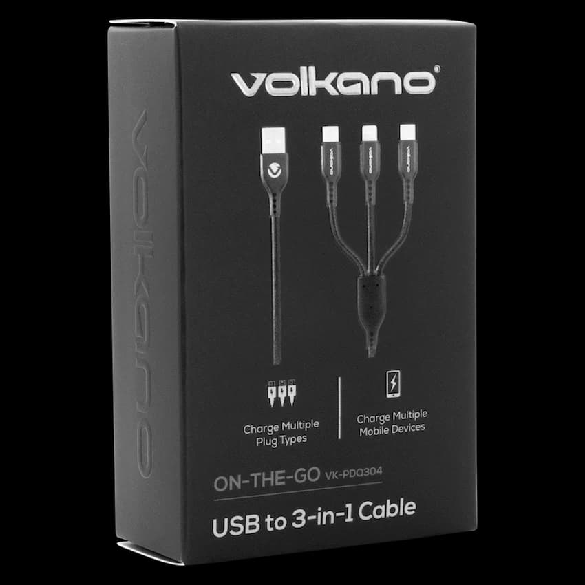 Volkano On-The-Go 3-in-1 1m Braided Cable - Black 5