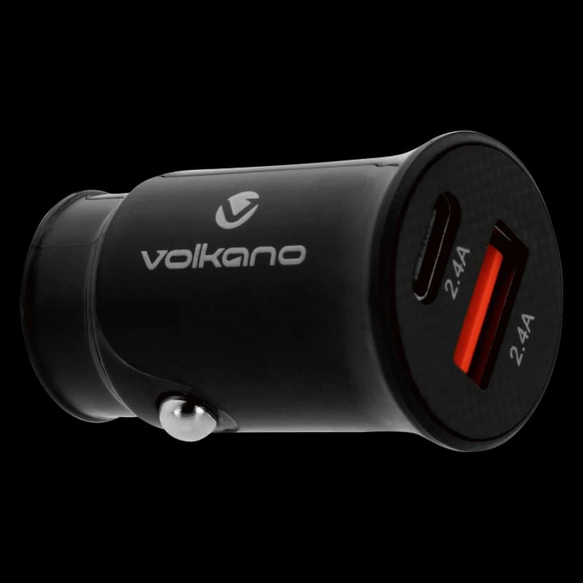 Volkano On-The-Go USB + Type-C 12w Car Charger - Black 4