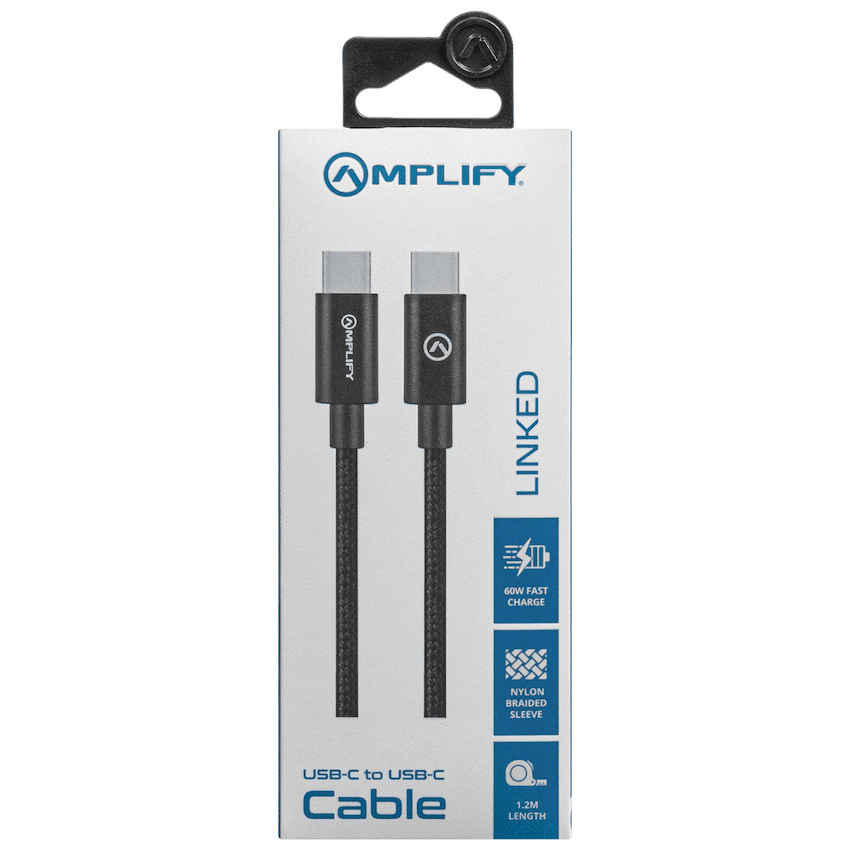 Amplify Linked Series USB-C to Type-C 60W Braided Cable 1.2m - Black 4