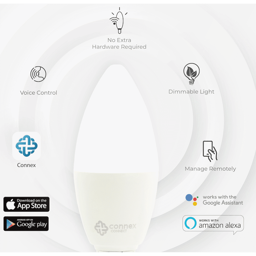 Smart WiFi Bulb 4.5W LED White Candle Bayonet 3