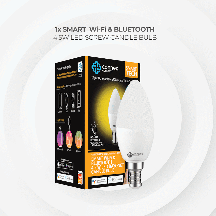 Smart WiFi Bulb 4.5W LED White Candle Bayonet 5