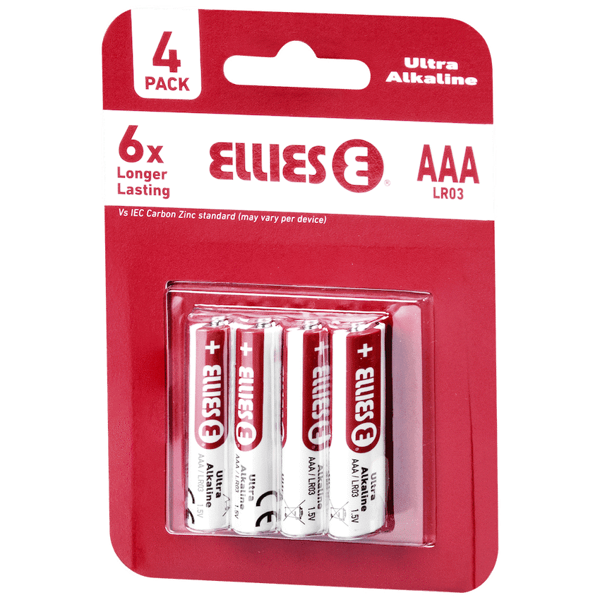 Ellies Ultra Series - Alkaline Batteries AAA 4 Pack -WT 2