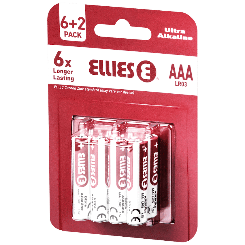 Ellies Ultra Series - Alkaline Batteries AAA 6 + 2 Pack - WT 2
