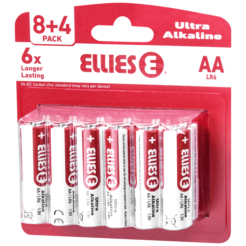 Ellies Ultra Series - Alkaline Batteries AA 8+4 Value Pack - WT 2