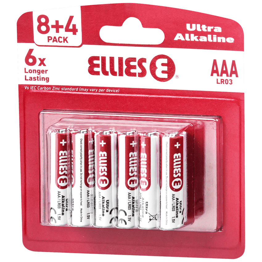 Ellies Ultra Series - Alkaline Batteries AAA 8+4 Value Pack - WT 2