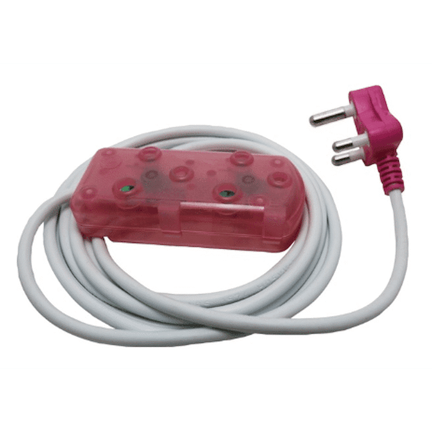 Ellies 2 Way Light Duty Coloured Extension Lead -3M 2