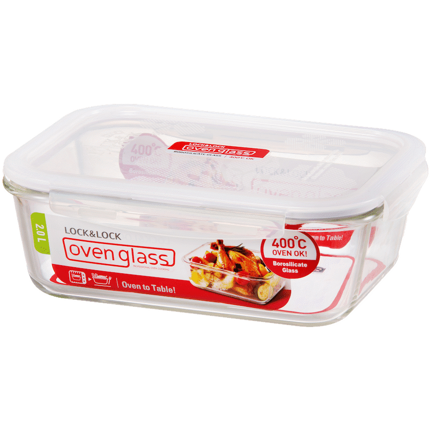 LocknLock Euro Glass container rect 2lt ( Order in Qty of 2) 2
