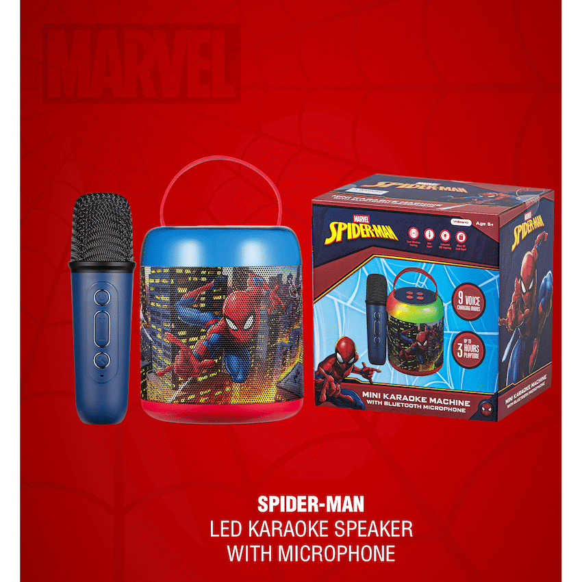 Marvel Spider-Man Cylinder Karaoke Speaker with Bluetooth Microphone 5