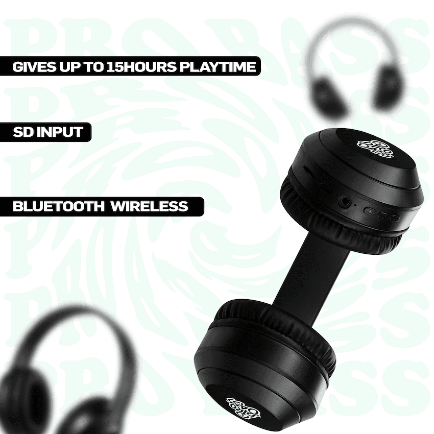 Pro Bass Renegade Series Bluetooth Headphone - Black 6