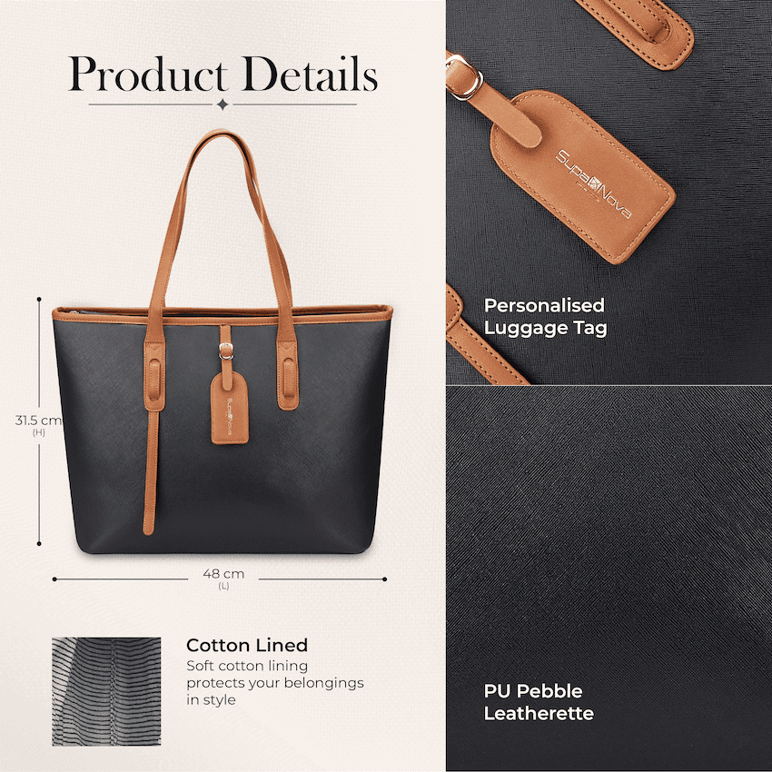 Supanova Elara Ladies 15.6" Laptop Tote Bag Black 6