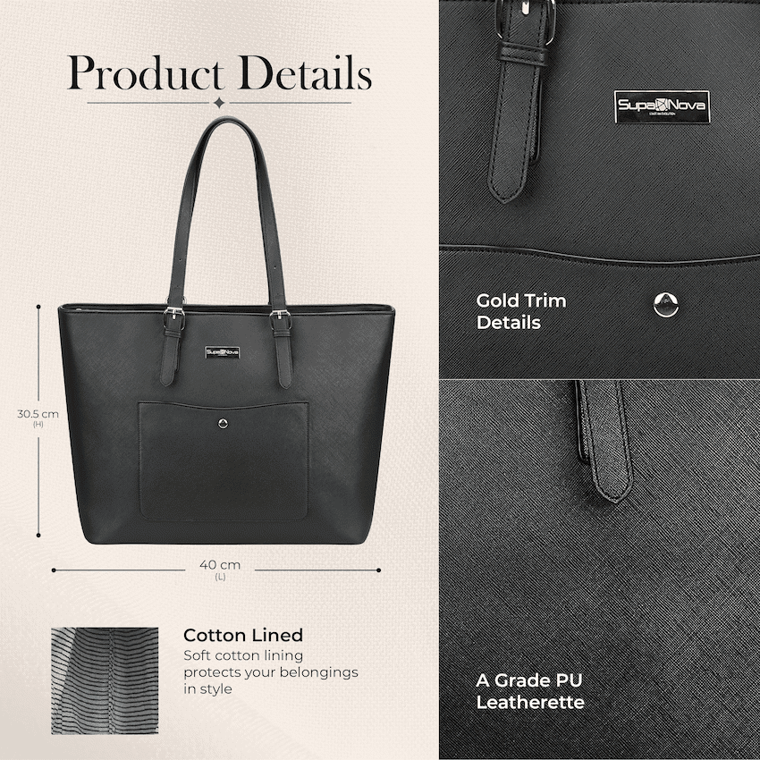 Supanova Madame 15.6" Laptop Tote Bag Black 5