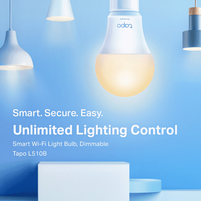 TP-Link Tapo L510B 8.7W Smart Wi-Fi Warm White Light Bulb, Dimmable, A60, B15 2