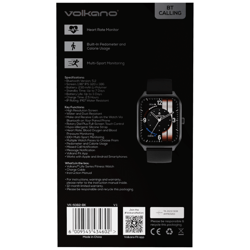 Volkano Life Series Smart Watches - Black 10