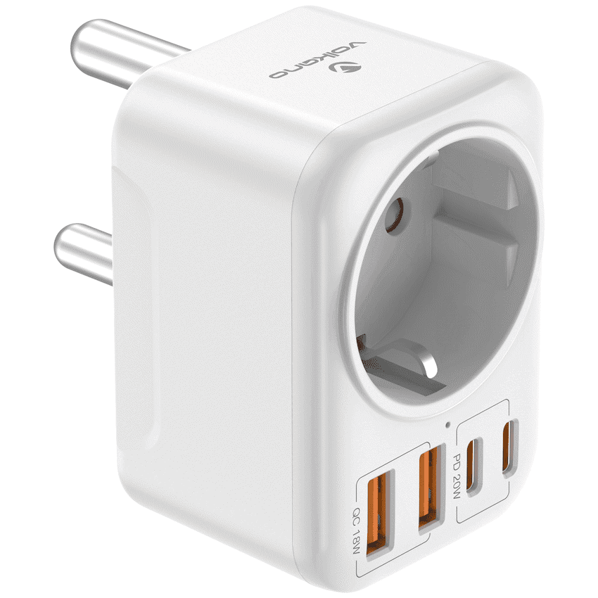 Volkano MultiVolt Series 2x USB-A + 2x USB-C adaptor SA Plug to multi travel socket 20Watt 2