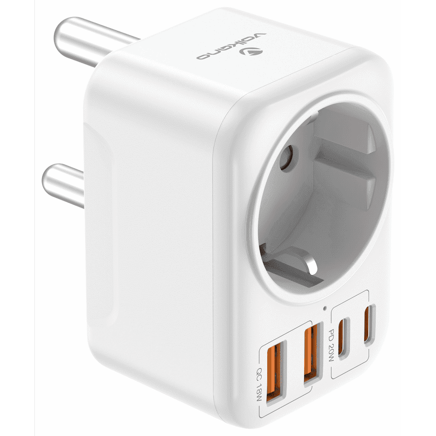 Volkano MultiVolt Series 2x USB-A + 2x USB-C adaptor SA Plug to multi travel socket 20Watt