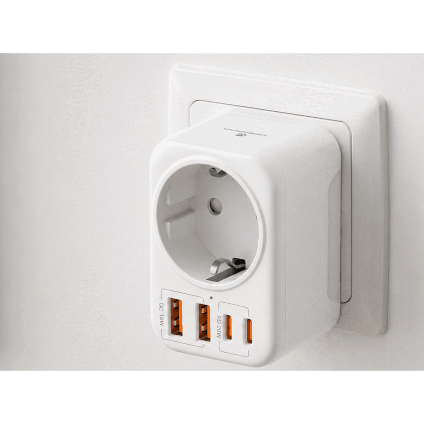 Volkano MultiVolt Series 2x USB-A + 2x USB-C adaptor SA Plug to multi travel socket 20Watt 4