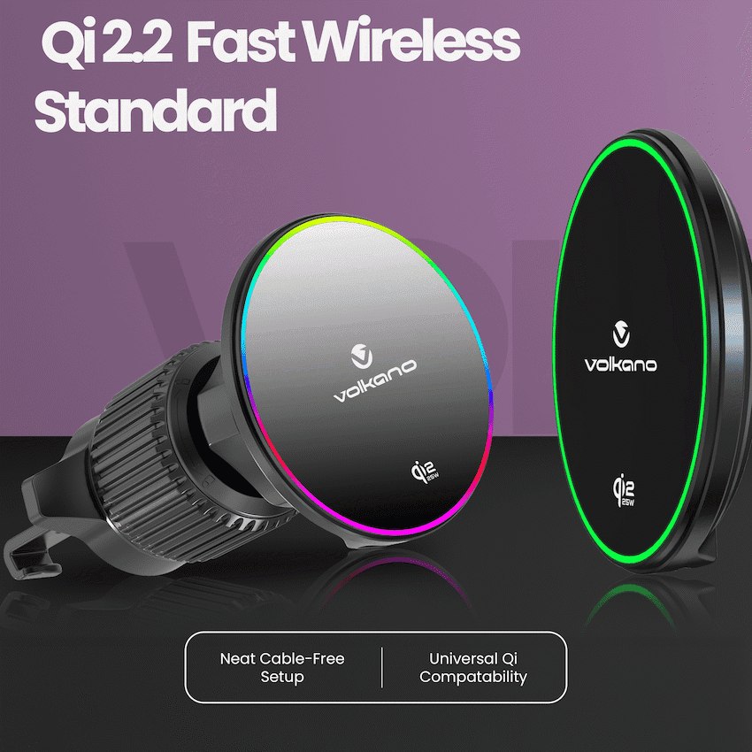 Volkano Volt Series Qi2.2 Magnetic Car Vent Phone Holder - Black 3