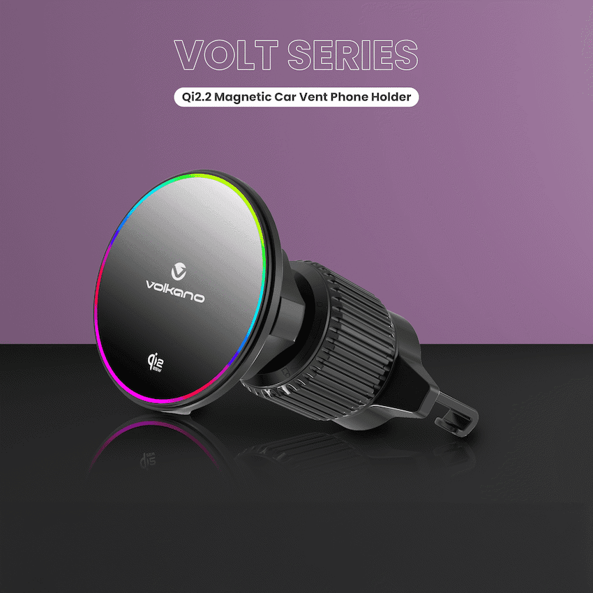 Volkano Volt Series Qi2.2 Magnetic Car Vent Phone Holder - Black 5