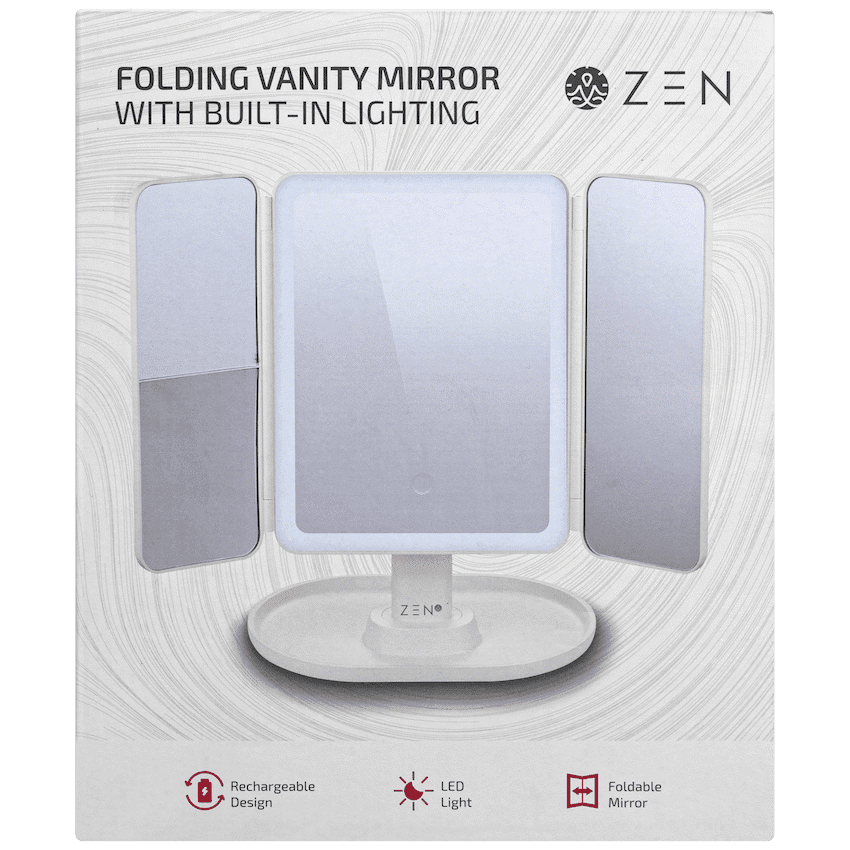 ZEN Selene Series Detachable Trifold Makeup Mirror - White 9