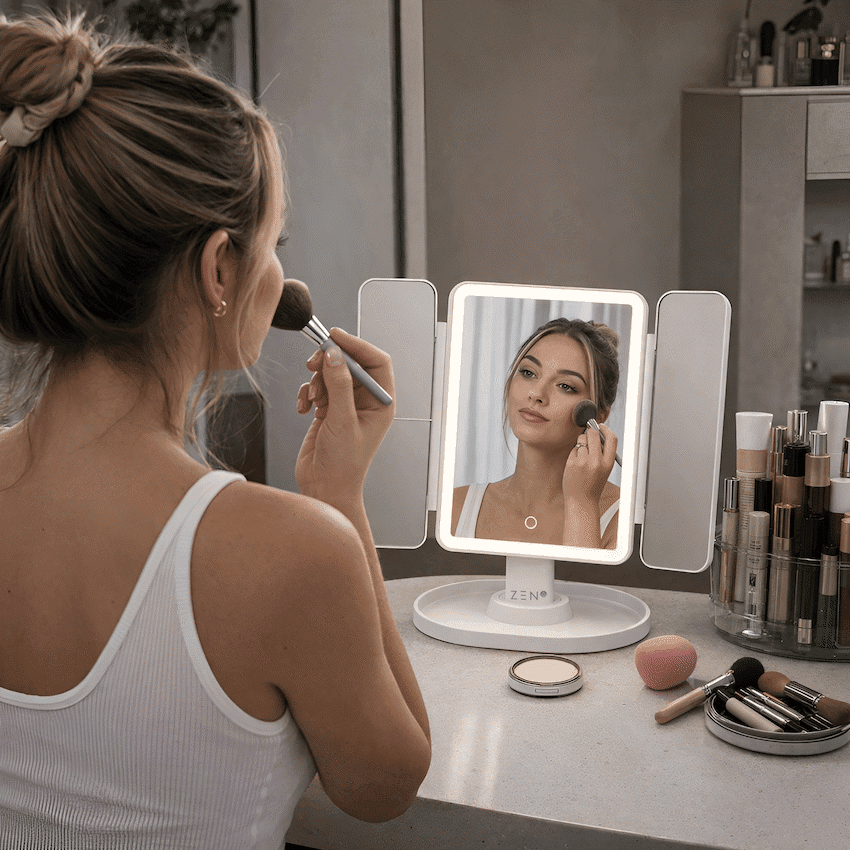 ZEN Selene Series Detachable Trifold Makeup Mirror - White 5