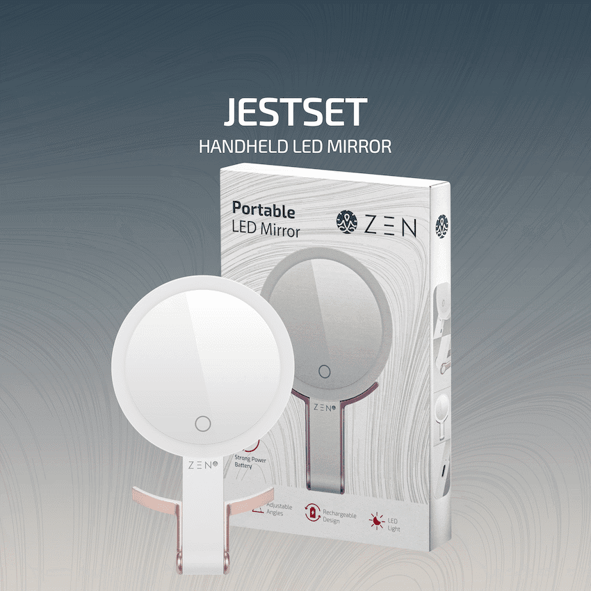 ZEN JestSet Series Portable Handheld LED Mirror - White 5