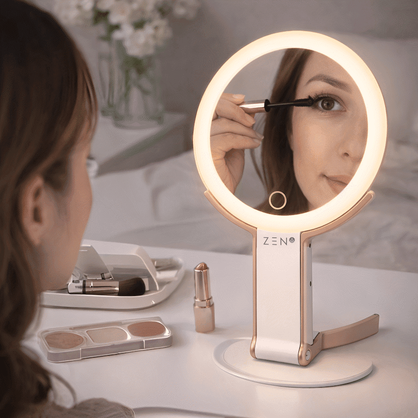 ZEN JestSet Series Portable Handheld LED Mirror - White 6
