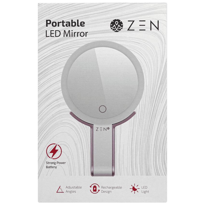 ZEN JestSet Series Portable Handheld LED Mirror - White 9