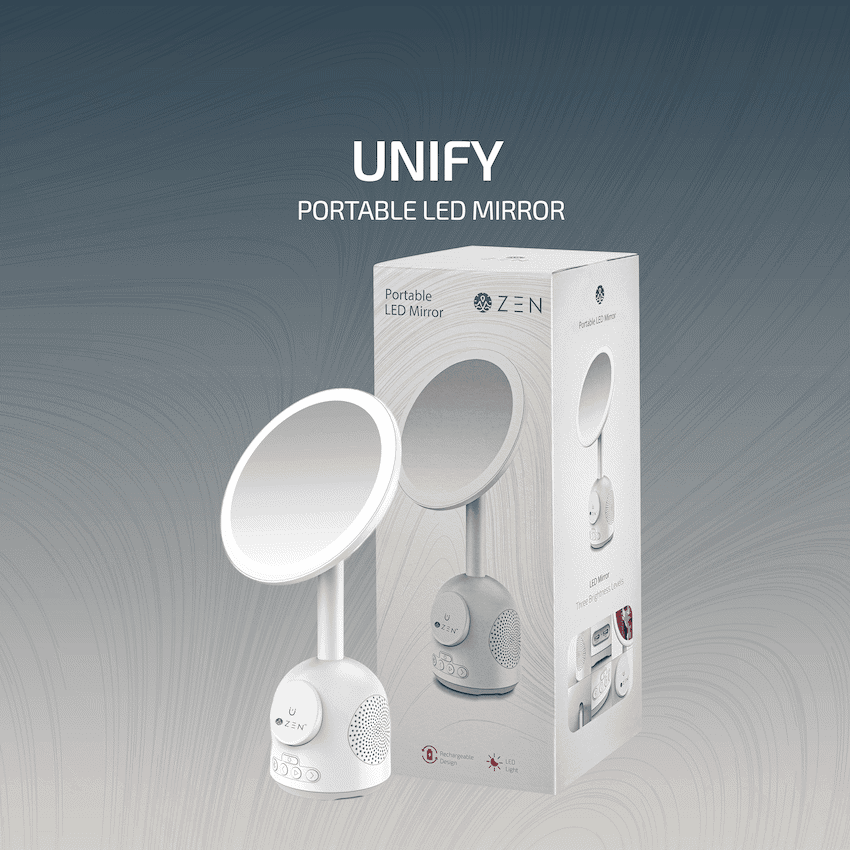 ZEN Unify Series Wireless Phone Charger with Bluetooth Speaker and Mirror - White 6