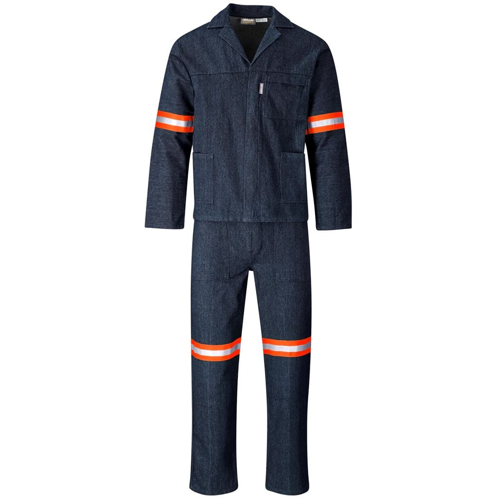 Vintage 100% Cotton Denim Conti Suit - Reflective Arms & Legs - Orange Tape 1