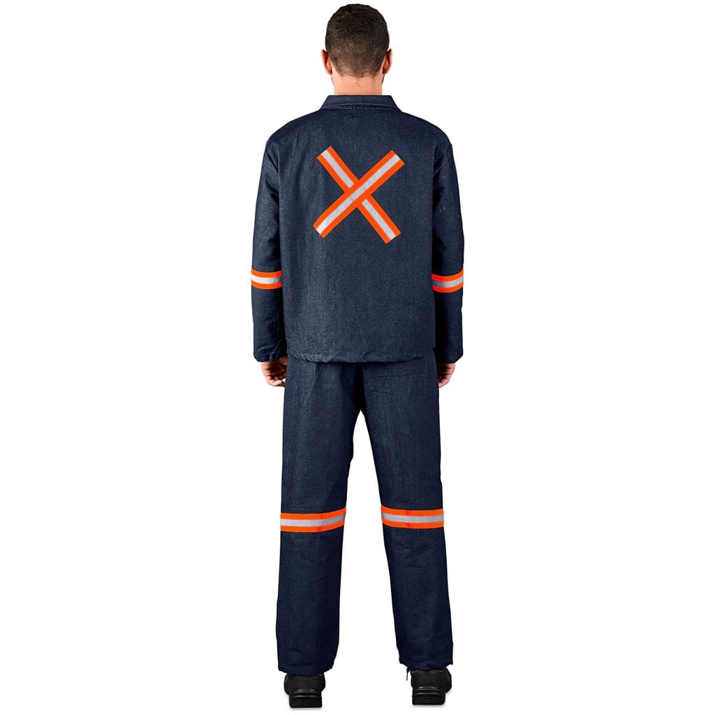 Vintage 100% Cotton Denim Conti Suit - Reflective Arms, Legs & Back - Orange Tape 6