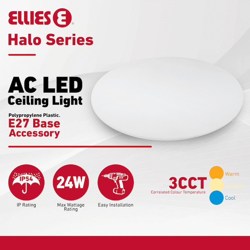 Ellies Halo Series - AC LED ceiling Light 24W - E27 Base Accessory -WT 10