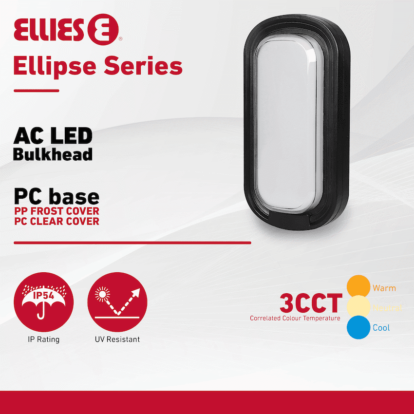 Ellies Ellipse Series AC 24W Capsule LED Bulkhead - PC 6
