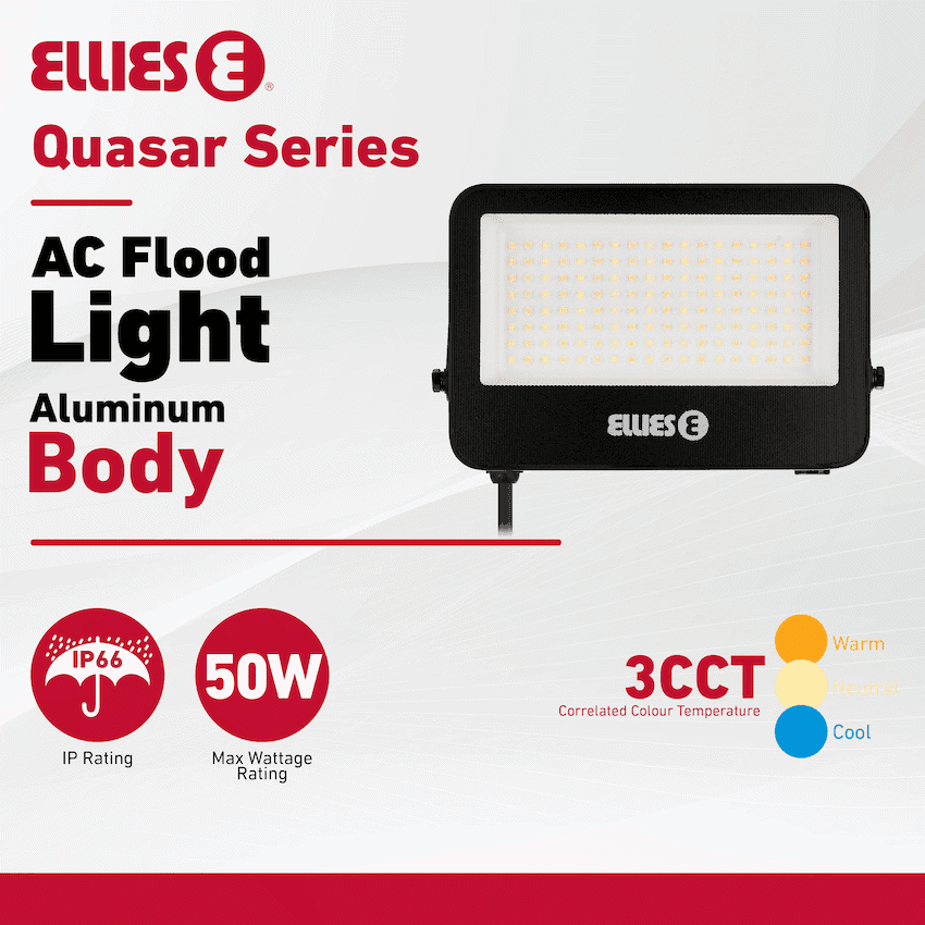 Ellies Quasar Series 50W AC Flood Light  with 3CCT -BK 2