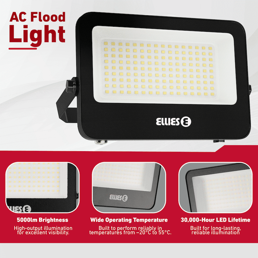 Ellies Quasar Series 50W AC Flood Light  with 3CCT -BK 3