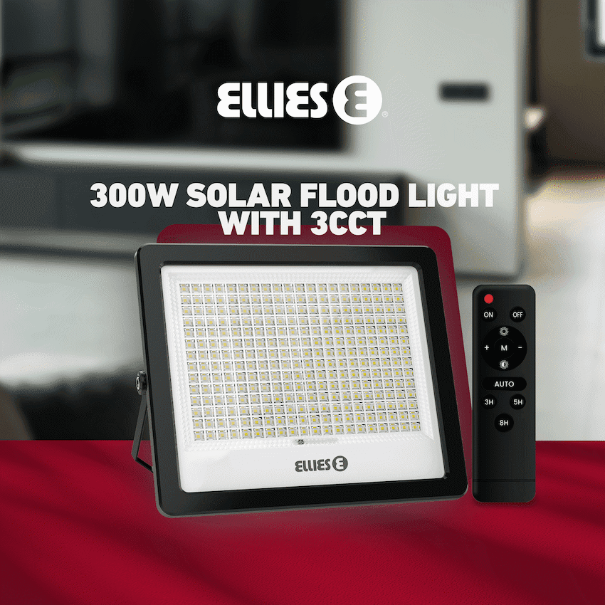 Ellies Nebula Series 300W Solar Flood Light  with 3CCT -BK 8