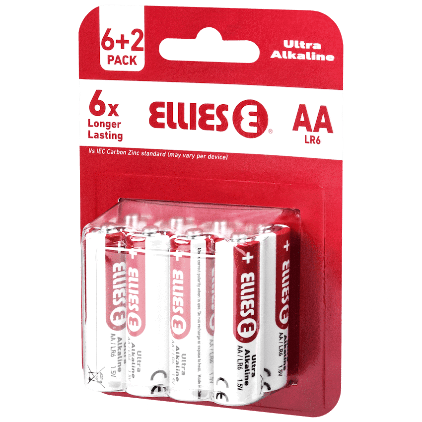 Ellies Ultra Series - Alkaline Batteries AA 6 + 2 Pack -WT 2