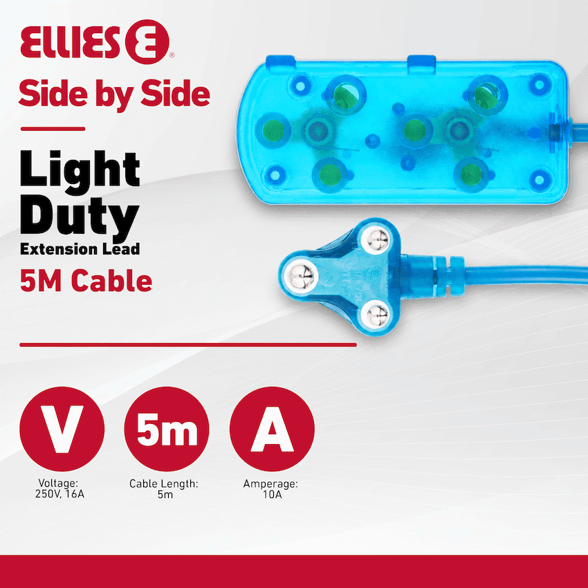 Ellies Side by Side Light Duty Extension Lead-5M 3