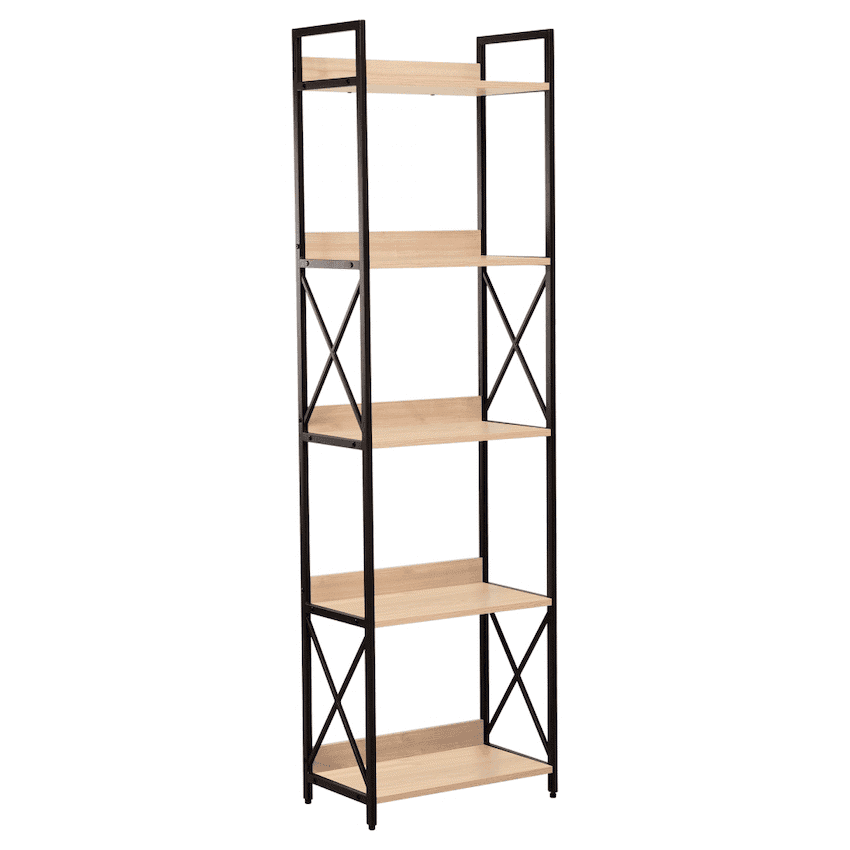 Everfurn Scandanavian Tall Bookcase with Steel Frame 2