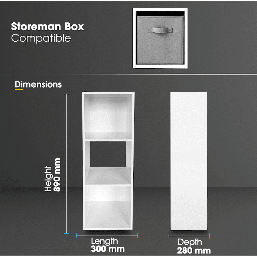 Everfurn Grayscale 3 Tier Bookshelf White, High Pressure Laminate 4