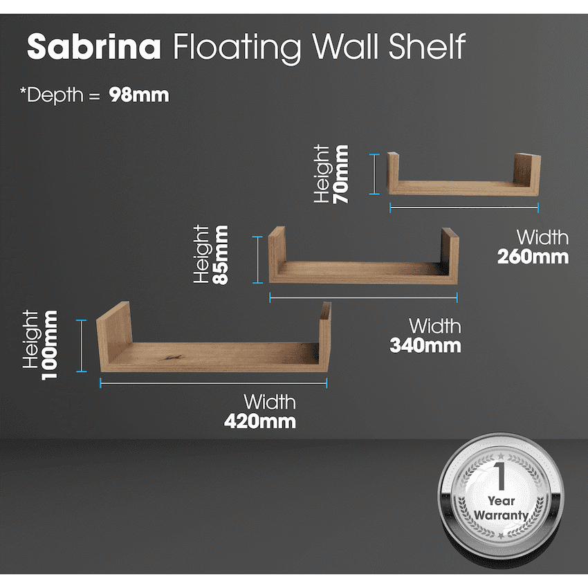 Everfurn Sabrina Floating Wall Shelves - Set of 3 4