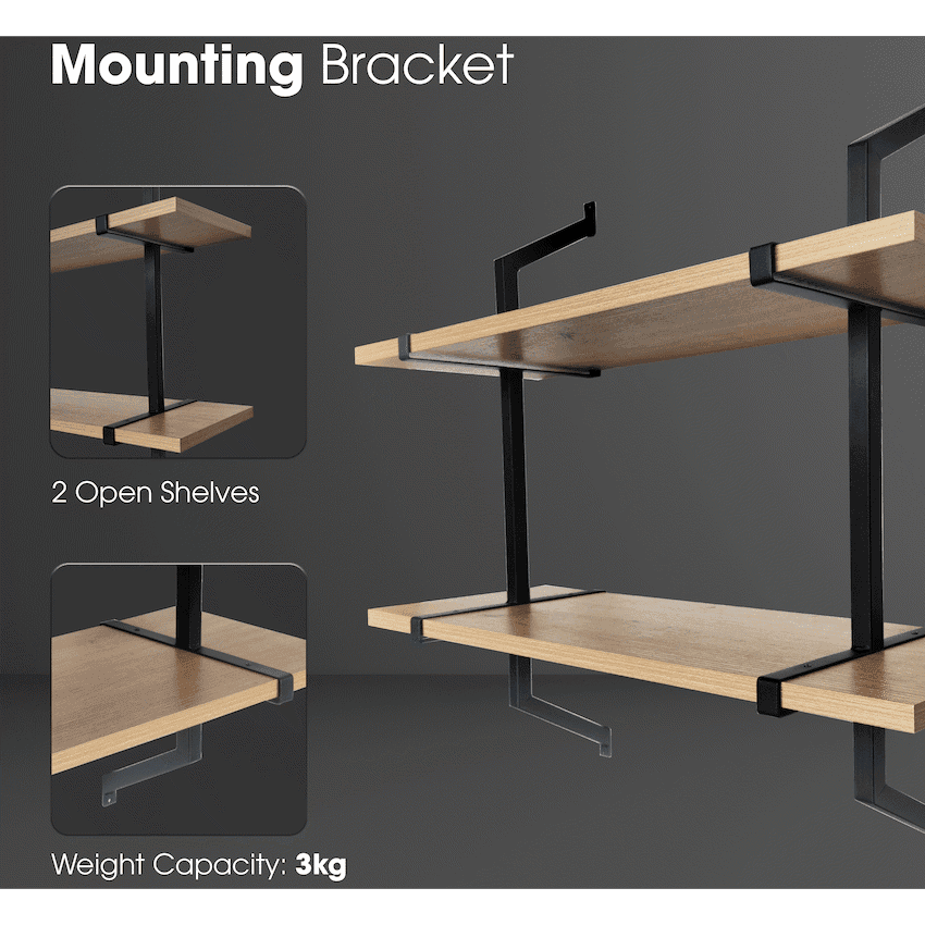 Everfurn Retro 2 Tier Wall Shelf 2