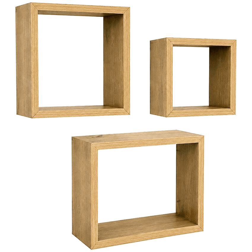 Everfurn Lotus Floating Wall Shelves - Set of 3 1