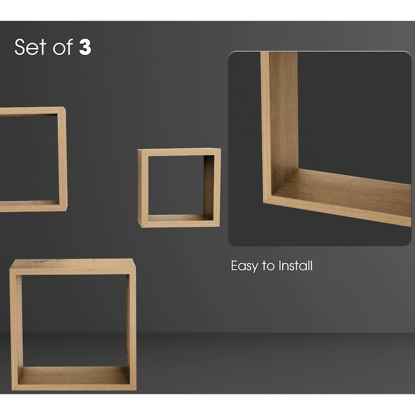 Everfurn Lotus Floating Wall Shelves - Set of 3 3