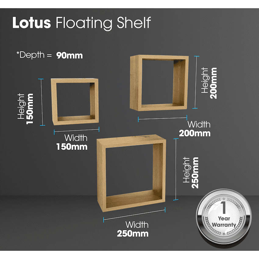Everfurn Lotus Floating Wall Shelves - Set of 3 4